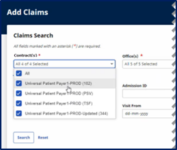 Add Claims – Contract(s) Field